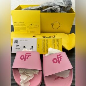 KIDS OFF-WHITE POOL SLIDES SIZE 12